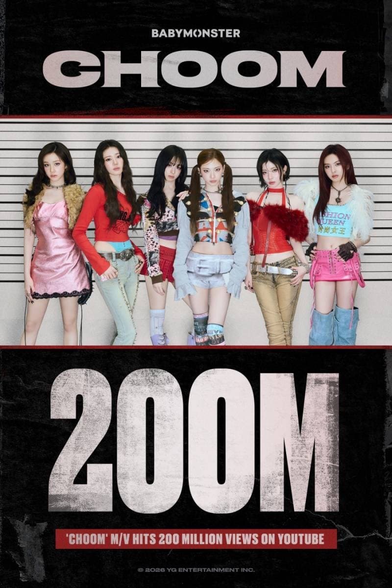 BABYMONSTER《CHOOM》MV破2億觀看 累計第10支影片達此成績